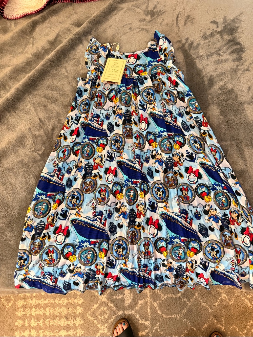 Disney Cruise Minnie & Mickey Print Blue Girls sleep dress